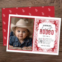 Red Bandana First Rodeo Foto Einladung - Cowboy
