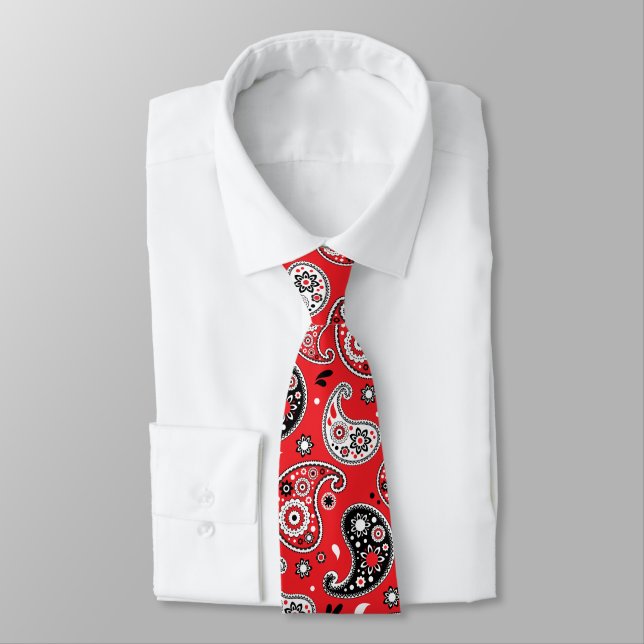 Red Bandana Paisley Elegant Country Western Krawatte (Gebunden)