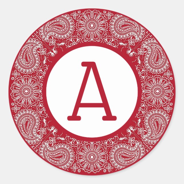 Red Bandana Personalize Runder Aufkleber (Vorderseite)