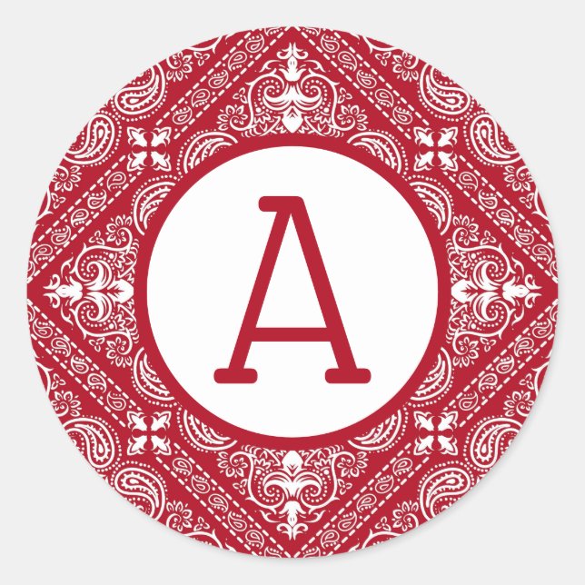 Red Bandana Personalize Runder Aufkleber (Vorderseite)
