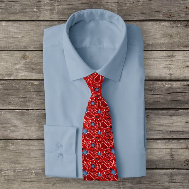Red Bandana und Denim Texas Neck Tie Krawatte (Von Creator hochgeladen)