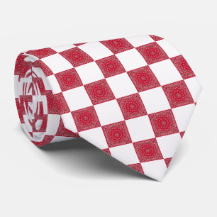 Red Bandana und White Block Print Krawatte