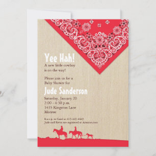 Red Bandana Western Invitation