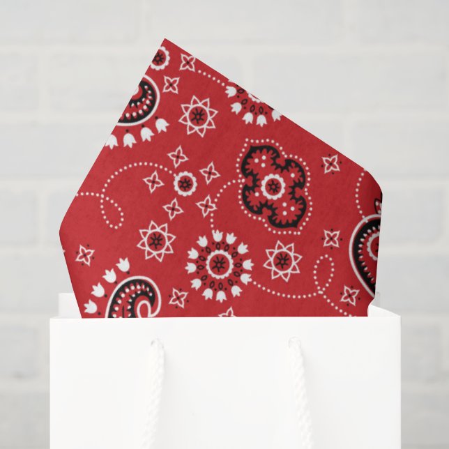 Red Bandana Zwei Tone gelb Weiß Rustikal Moderne Seidenpapier (Geschenktüte)