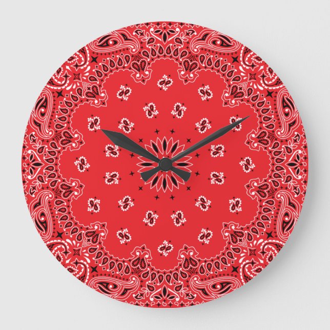 Red Bandanna Große Wanduhr (Vorderseite)