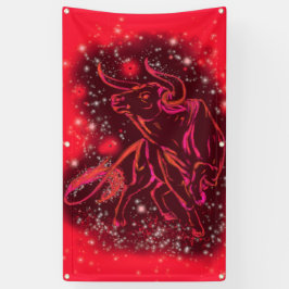 Red Banner Bull läuft in der Starry Night