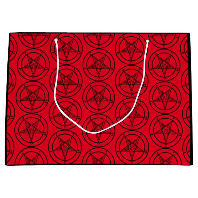 Red Baphomet Pentagram Große Geschenktüte (Vorderseite)
