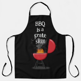 Red Barbecue Grill On Fire With Fun Text Schürze