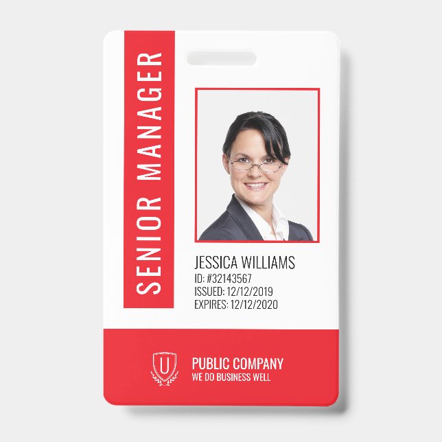 Red Barcode Staff Employee ID Abzeichen Ausweis (Vorderseite)