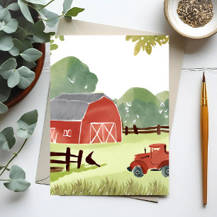 Red Barn   Aquarellzeichnung Postkarte