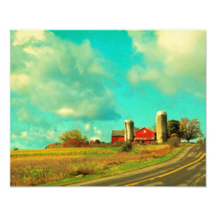 Red Barn Blue Sky Fotodruck