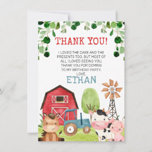 Red Barn Blue Tractor Farm Anniversaire Carte de r