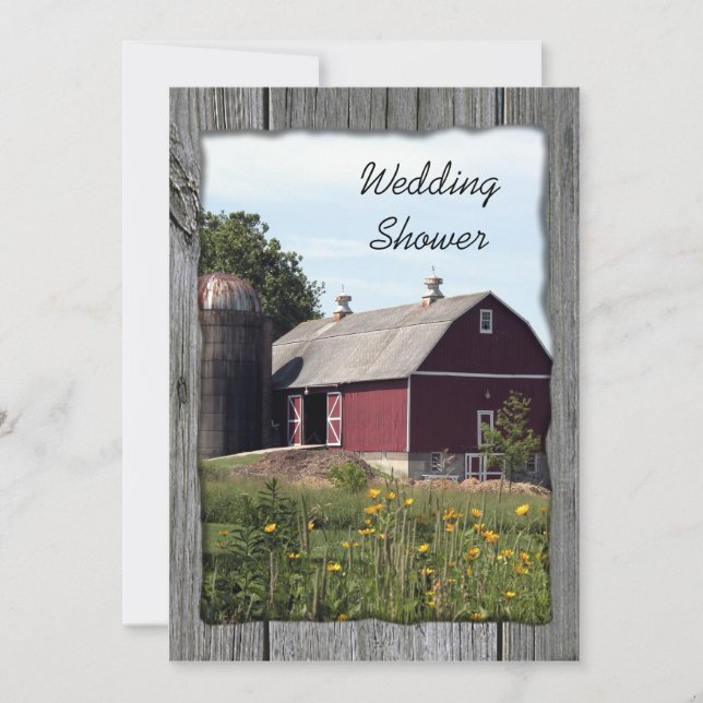 Red Barn Country Couples Wedding shower Invitation (Devant)