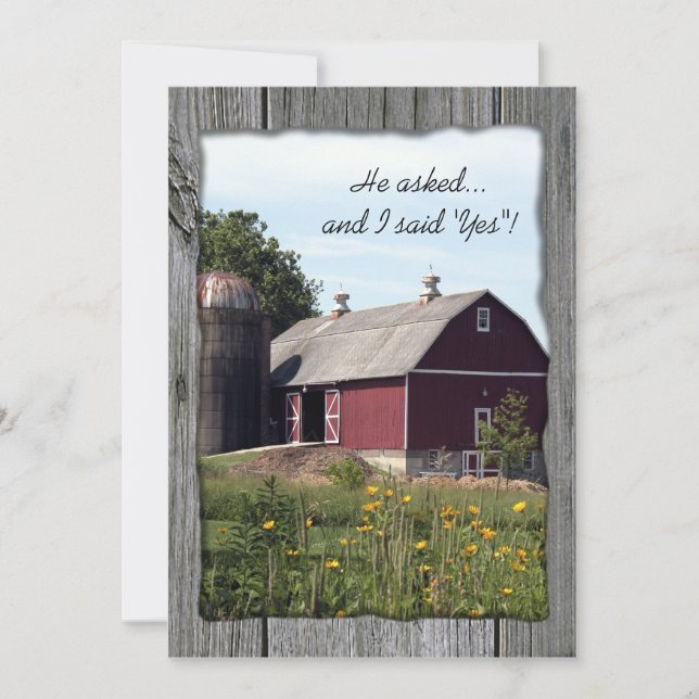 Red Barn Country Engagement Party Invitation (Devant)