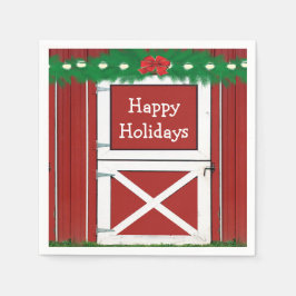 Red Barn Door Custom Holiday Party Napkins #2 Serviette