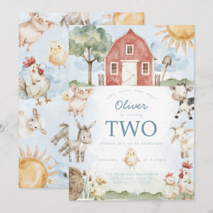 Red Barn Farm Animal Anniversaire Fête Invitation