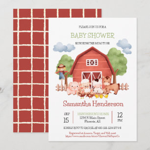 Red Barn Farm Baby Dusche einladen Einladung