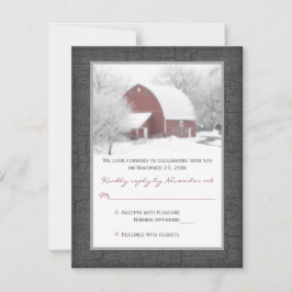 Red Barn im Winter Wedding RSVP Card Karte