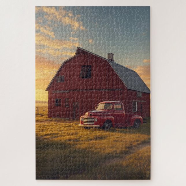 Red Barn Old Truck Jigsaw Puzzle (Vertikal)