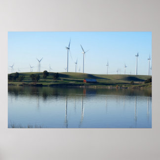 Red Barn On a Wind Farm Poster