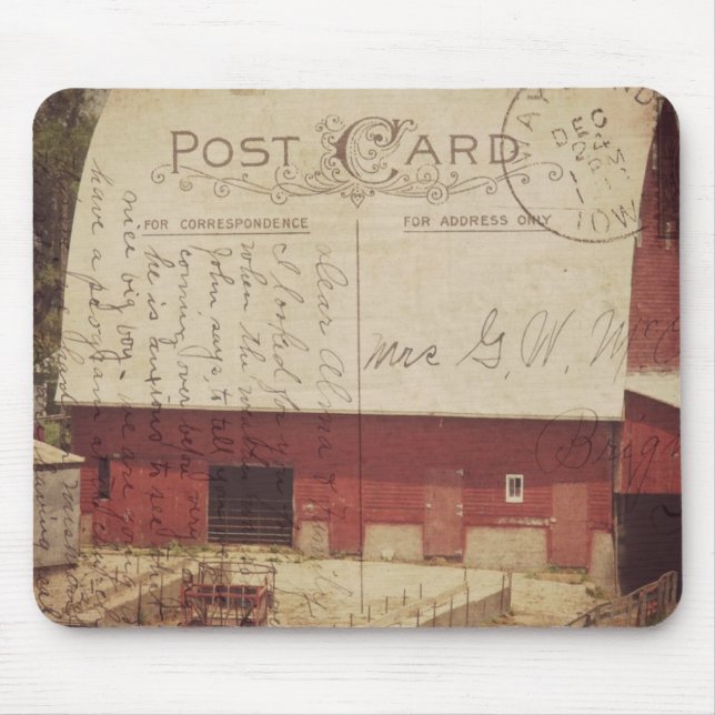 Red Barn Postcard Digital Art Mousepad (Vorne)