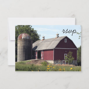 Red Barn Silo Country Wedding UAWG Response Card RSVP Karte