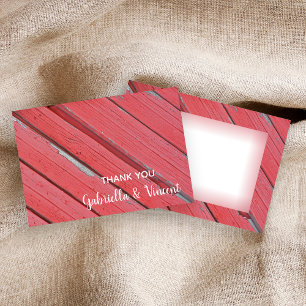 Red Barn Wood Country Wedding Vielen Dank Mitteilungskarte