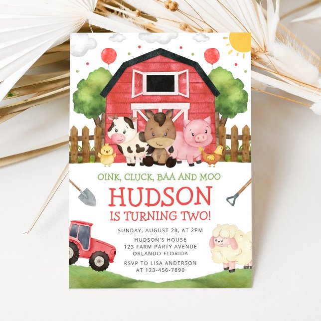 Red Barnyard Farm Birthday Invitation (Créateur téléchargé)