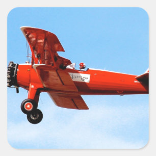 Red Baron Bi Flugzeug Quadratischer Aufkleber