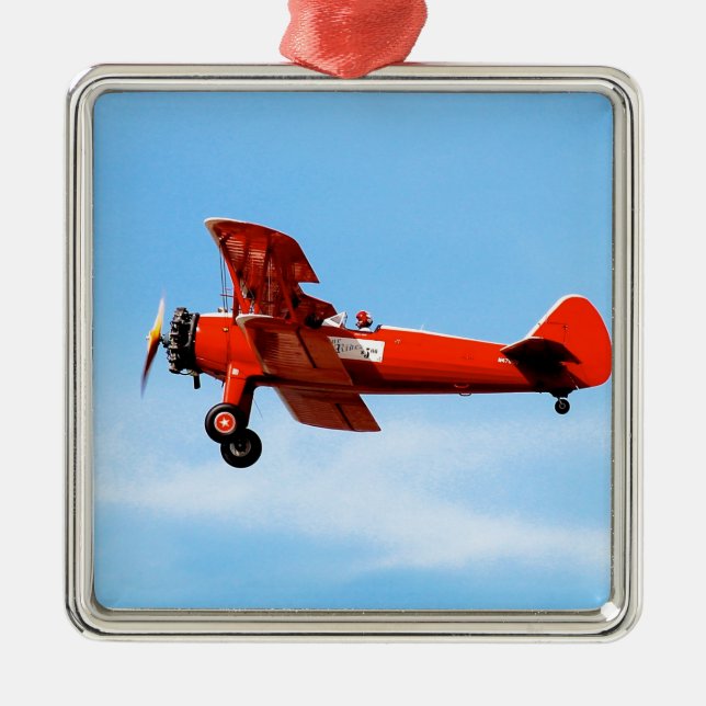 Red Baron Bi Flugzeug Silbernes Ornament (Vorne)
