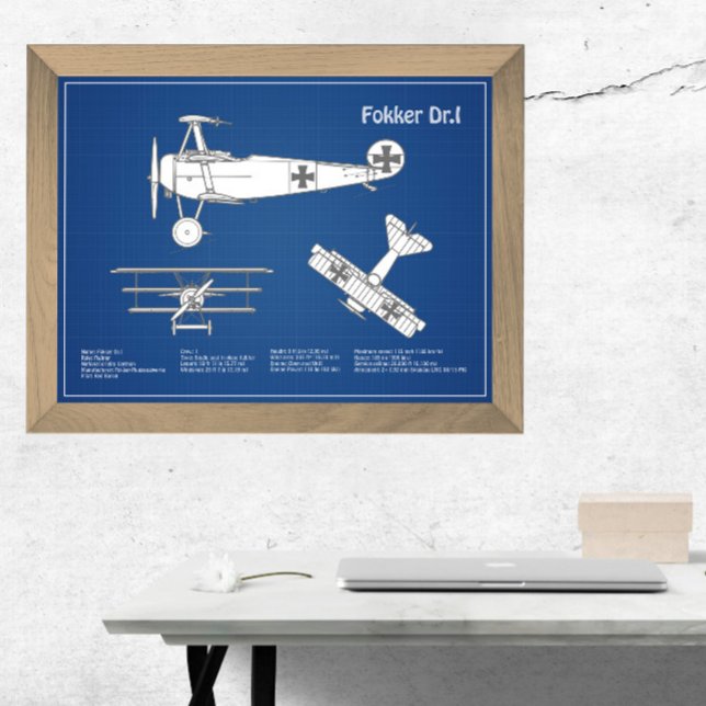 Red Baron Fokker Dr.1 - Airplane Blueprint ABD Fotodruck (Von Creator hochgeladen)