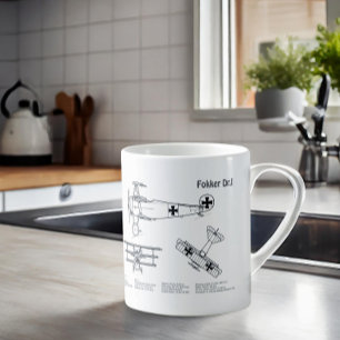 Red Baron Fokker Dr.1 - Airplane Blueprint BD Kaffeetasse