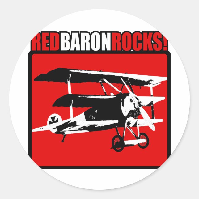 Red Baron Rocks! Runder Aufkleber (Vorderseite)