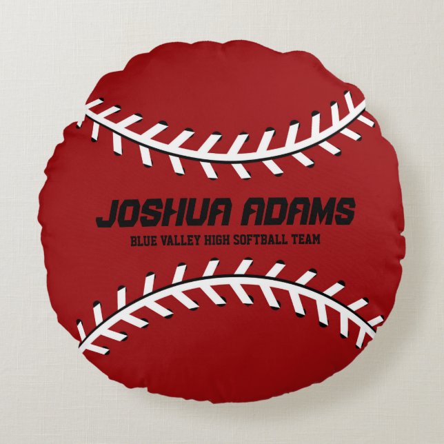 Red Baseball Games Sports Team Runde Kissen (Vorderseite)