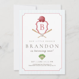 Red Baseball Preppy Crest Premier invitation d'ann