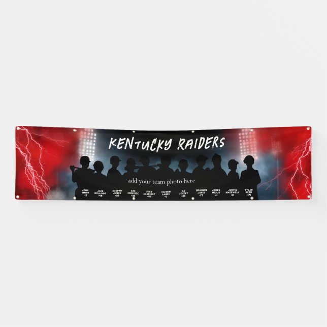 Red Baseball Softball Dugout Banner Sportteam (Horizontal)