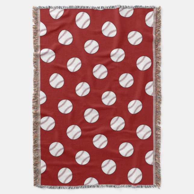 Red Baseball Throw Blanket Decke (Vorderseite Vertikal)