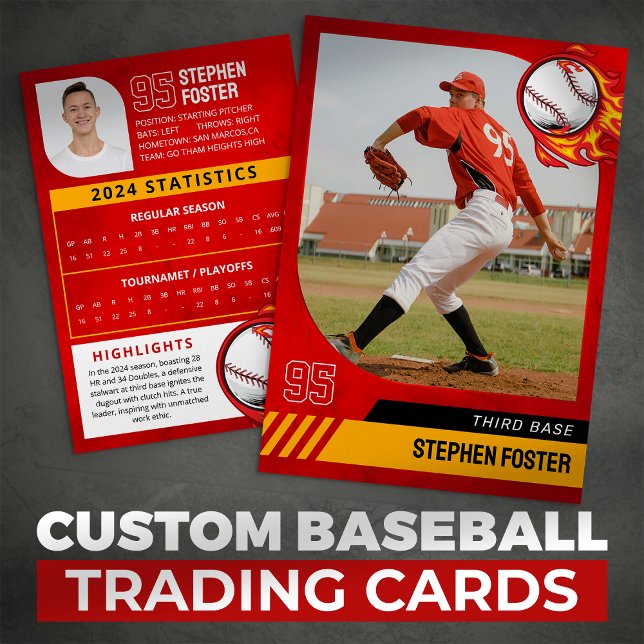 Red Baseball Trading Card mit Foto und Staaten Telefonnummerkarte (Von Creator hochgeladen)