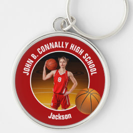 Red Basketball Player Photo High School Spirit Schlüsselanhänger