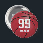 Red Basketball | Schaltfläche Personalisieren Button<br><div class="desc">Die Basketballtasten der Schule sind für Sie personalisiert. Zeigen Sie Ihre Unterstützung für Ihre Lieblings-Player(s). Dieser Knopf würde gut auf Ihre Sporttasche, Jacke, Buchtasche, Sportkappe, etc. fixiert aussehen. Erhältlich in mehreren Farben. ✔ HINWEIS: ÄNDERN SIE NUR DIE VORLAGEBEREICHE, DIE SIE BENÖTIGEN! 😀 Sie können den Text bei Bedarf entfernen und...</div>