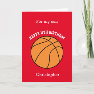 Red Basketball Sports 11e carte d'anniversaire