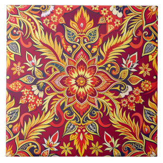 Red Batik Muster floral Print Traditionelle Ethnic Fliese