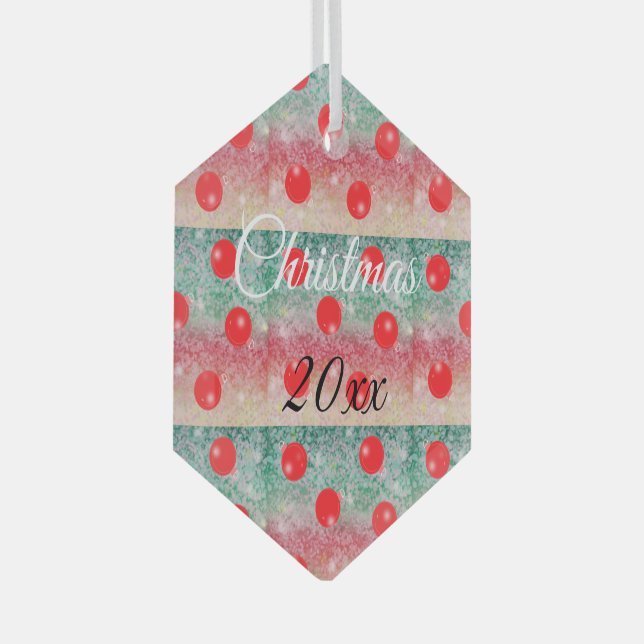 Red Bauble Christmas Design Ornament Aus Glas (Vorderseite Rechts)