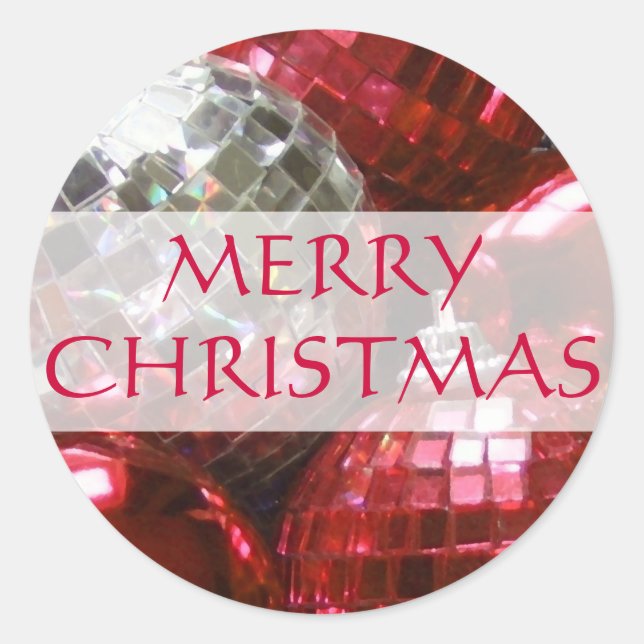 Red Baubles 'Frohe Weihnachten' Aufkleber (Vorderseite)