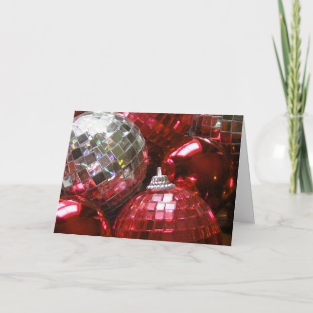 Red Baubles "Frohe Weihnachten" Grüße Karte (Vorderseite)