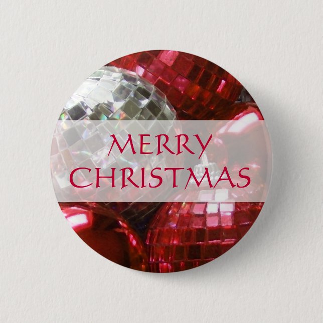 Red Baubles 'Frohe Weihnachten' Taste Button (Vorderseite)