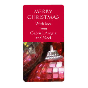 Red Baubles Geschenketikett Rotes Portrait