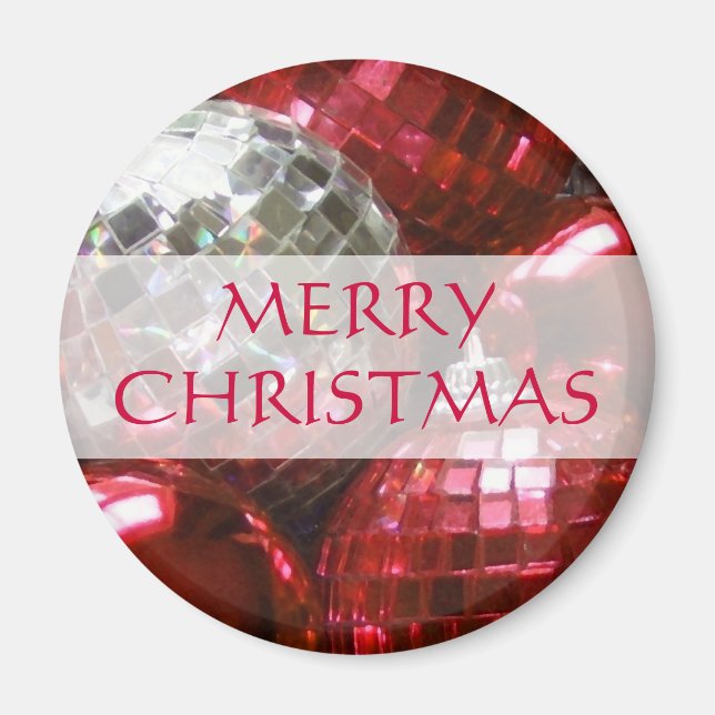 Red Baubles 'Merry Christmas' fridge magnet (Vorne)