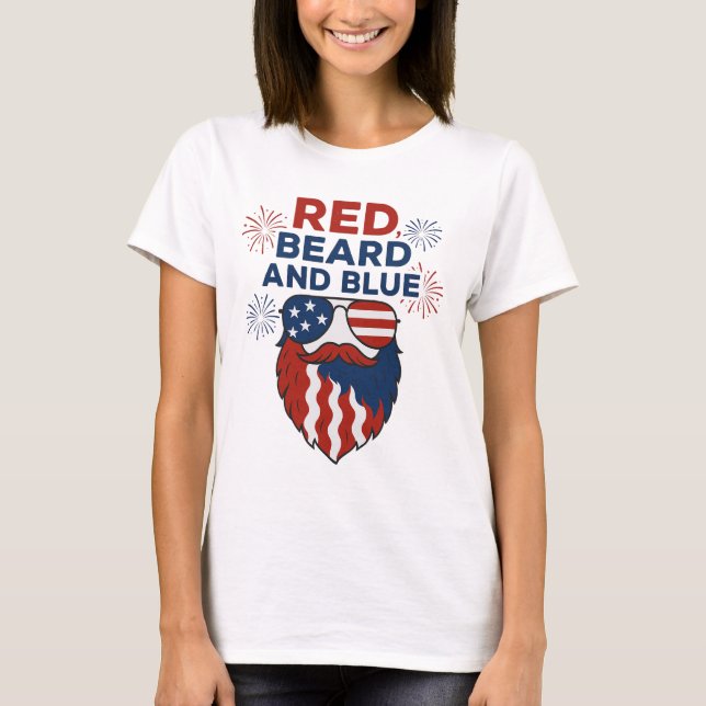 Red Beard and Blue Funny Funny Patriotic T - Shirt (Vorderseite)