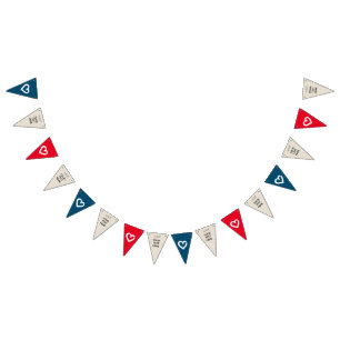 Red Beige Blue Hearts Party DIY CUSTOMIZE IT Wimpelkette